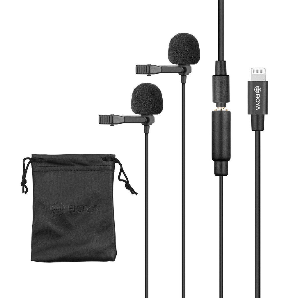 Dual Lavalier Microphone Omnidirectional Digital MFI Video Mic for iPhone 11 Pro Xs Max Xr iPad iPod Touch