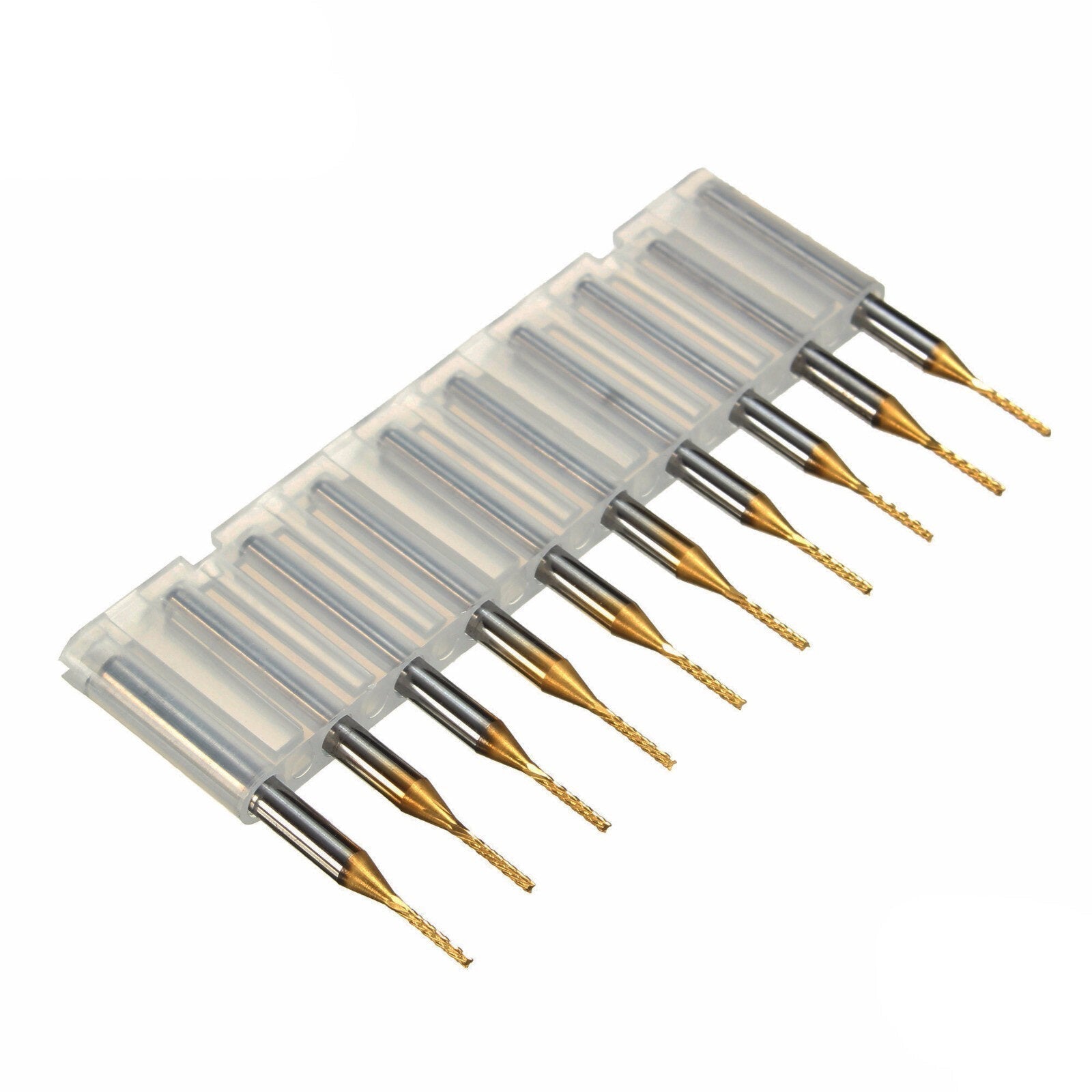 10pcs 1.0mm Carbide PCB Bits 1/8 Inch Shank Titanium Coated End Mill Engraving Bits