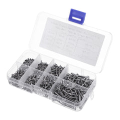 800pcs M2 Phillips Screw Flat Head Nickel-Plated Carbon Steel Self-Tapping Woodworking Screws Assortment Kit