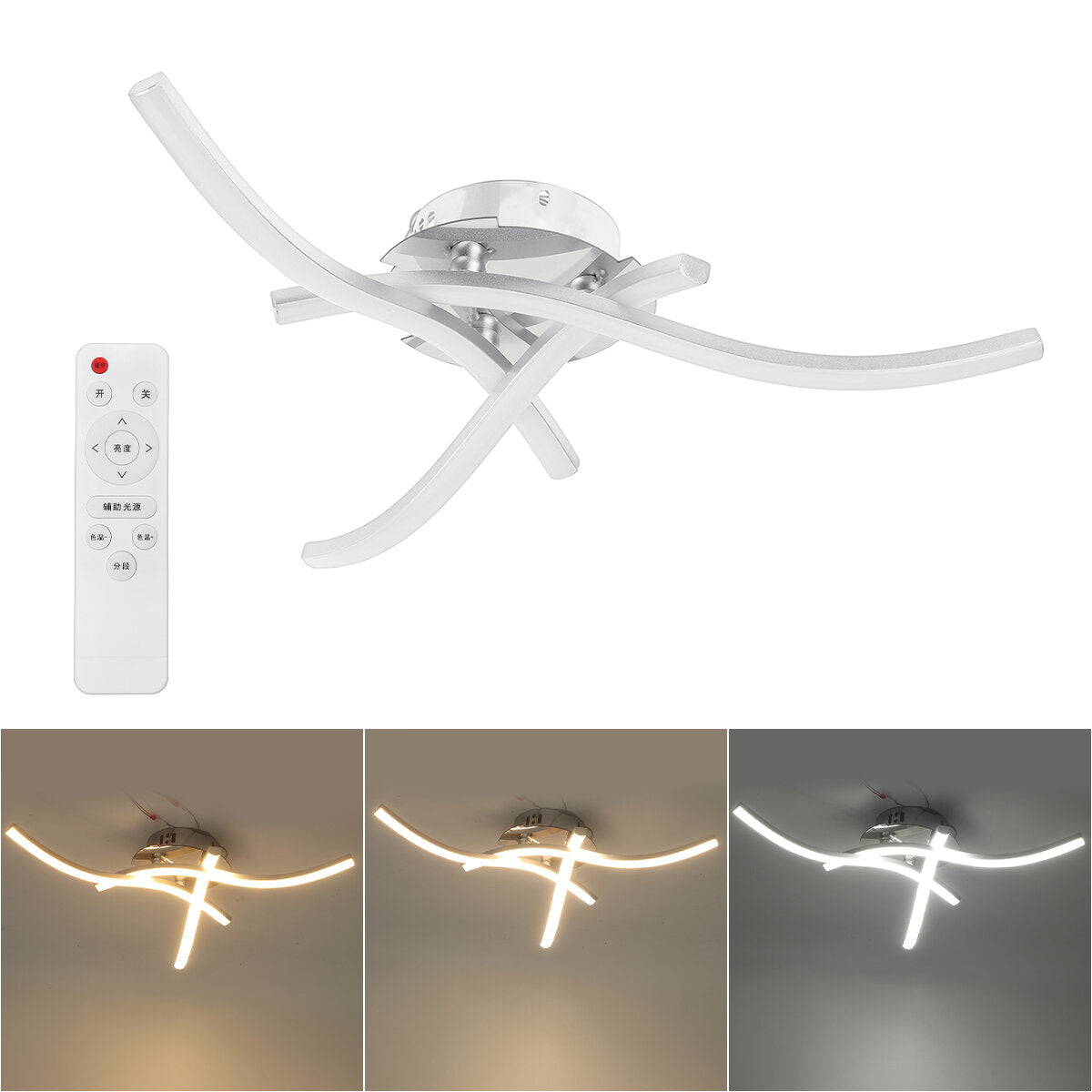 AC165-265V Moden LED 3/4 Light Ceiling Lamp Remote Control Kitchen Bedoom