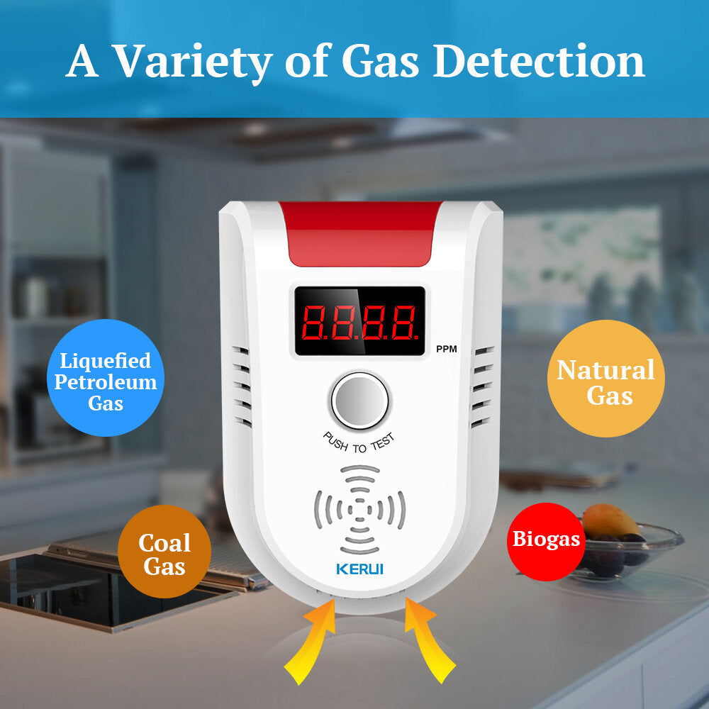 GAS Detector Alarm Wireless Digital LED Display Leak Combustible Gas Detector For Home Alarm System