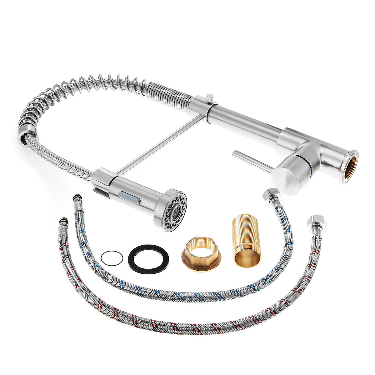Kitchen Mixer Tap Rotatable Hot And Cold Water Multifunctional Sink Spring Faucet with Pull Out Hose Spray Single Lever