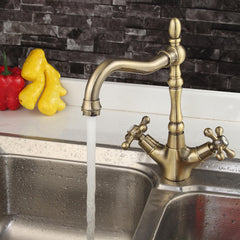 Classic Style Antique Copper Kitchen Bathroom Sink Faucet Cold And Hot Mixer Water Tap