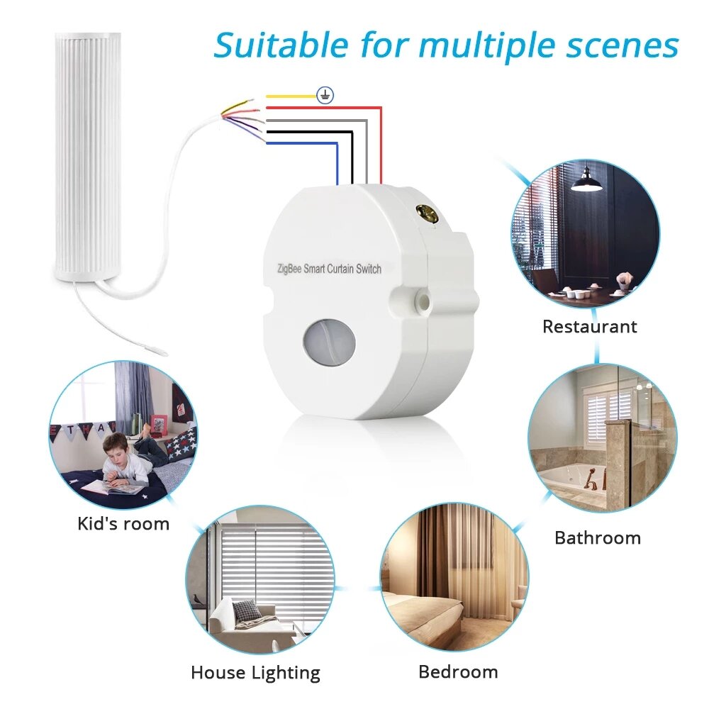 Inline Curtain Module Alexa Google Home Voice Control APP Smartthings deCONZ