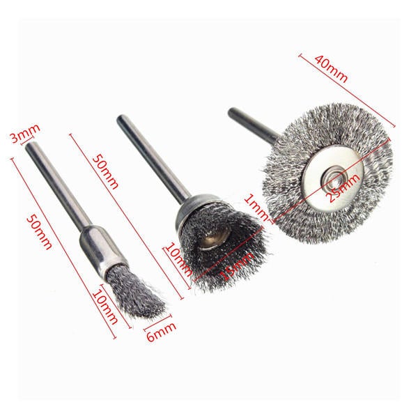 36pcs 3.175mm Shank Copper Steel Wire Polishing Wheel Brush for Dremel