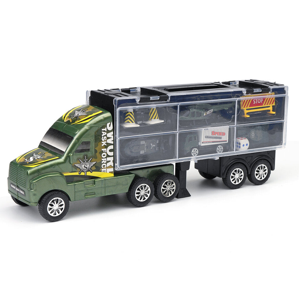 Alloy Trailer Container Car Storage Box Diecast Car Model Set Toy for Children's Gift