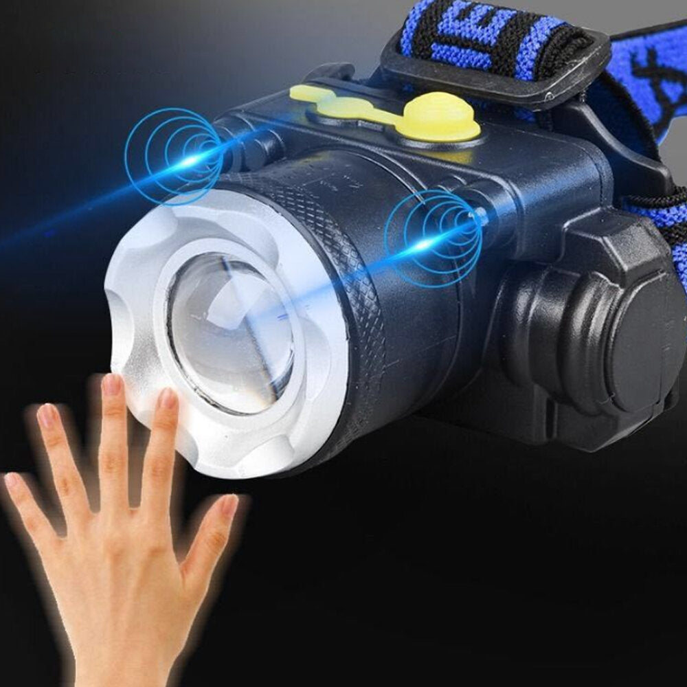 LED Headlamp Sensing Induction Flashlight 160-200m 1200mAh 3 Modes Camping Hunting Floodlight Night Light US/EU Plug