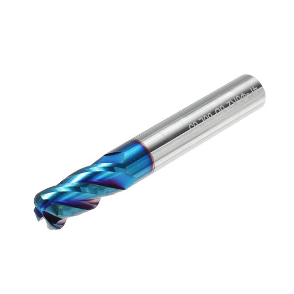 4 Flutes Ball Nose Milling Cutter Tungsten Carbide NACO Coated 2R0.2-8R2.0 HRC65 End Mill