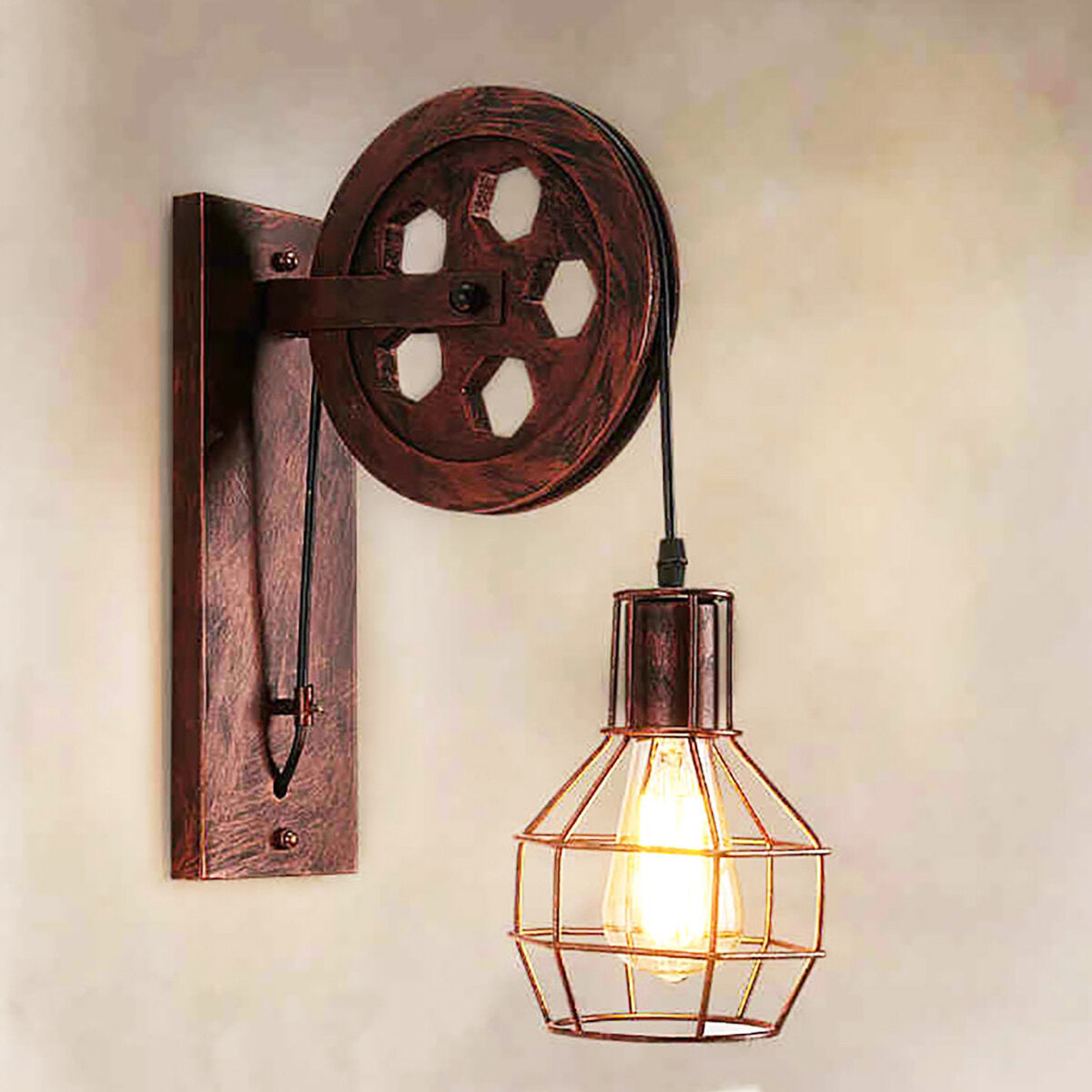 Adjustable Iron Wall Lamp Lifting Pulley Sconce Light Indoor 4 Color Without Light Bulb