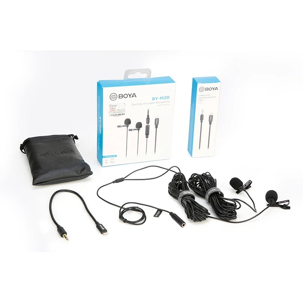 Dual Lavalier Microphone Omnidirectional Digital MFI Video Mic for iPhone 11 Pro Xs Max Xr iPad iPod Touch