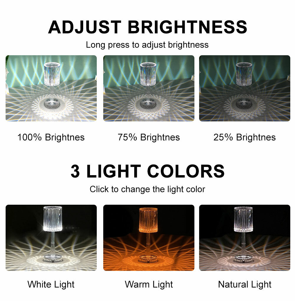 LED Crystal Projection Desk Lamp Restaurants Bar Bedside Decoration USB Table Light RGB Remote Control Romantic Night Lights