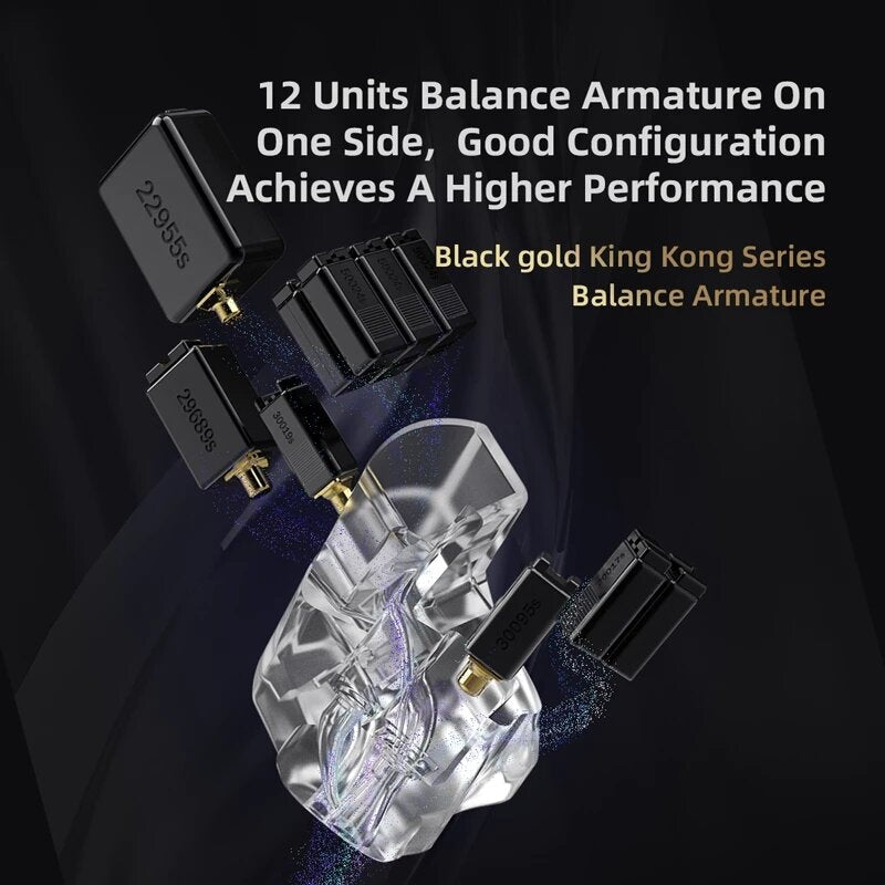 Balanced Armature Noise Cancelling In-ear Headset Detachable 3.5mm Wired Gaming Music Earphone [24BA Units]