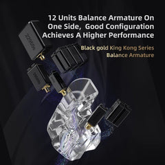Balanced Armature Noise Cancelling In-ear Headset Detachable 3.5mm Wired Gaming Music Earphone [24BA Units]