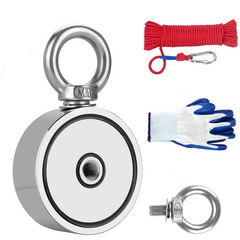 Double Eye-bolt 160-1500KG Recovery Fishing Magnet 48-136mm Diameter Salvage Recovery Magnet with 20 Meter Ropes