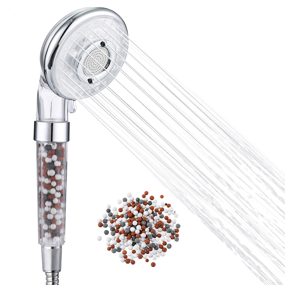 Shower Head Filtration Hand 3 Mode With Limescale Filter And Ion A Pack Of Mineral Ball Substitutes