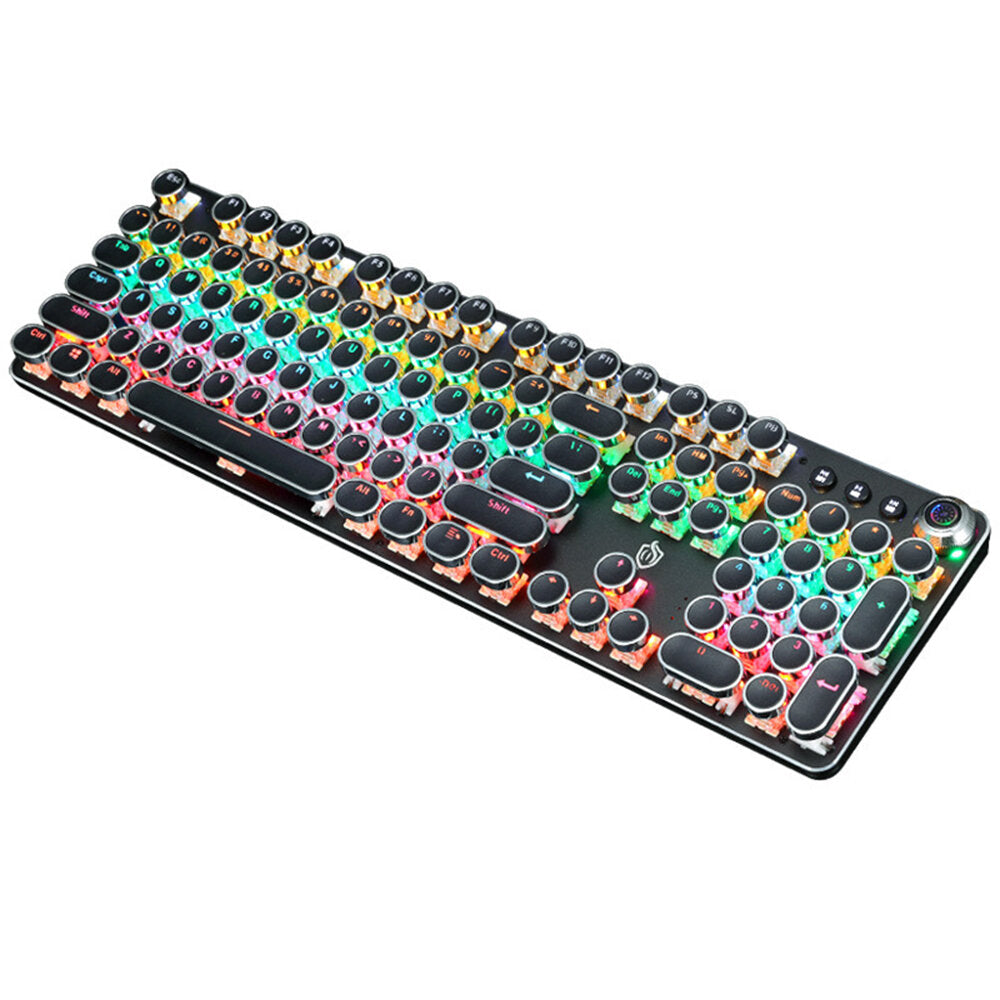 Mechanical Keyboard 104 Round Keys Plated Blue Switch RGB Backlit USB Wired Gaming Keyboard for Desktop Laptop Gamer