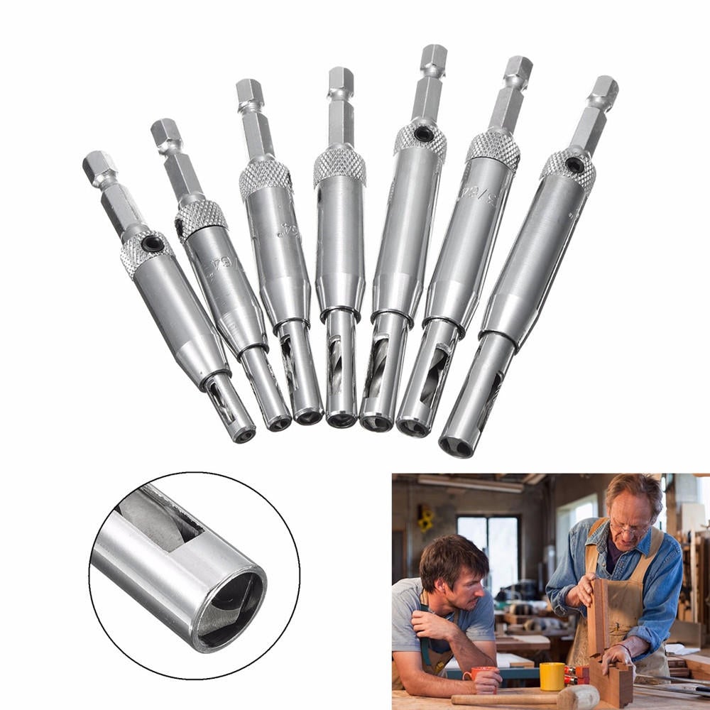 7pcs HSS Self Centering Hinge Drill Bit Door Window Cabinet Hole Puncher