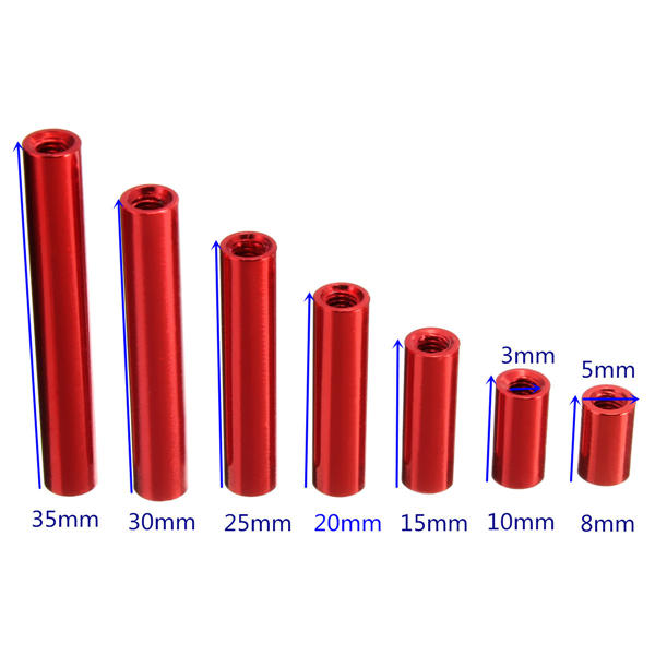 M3AR1 M3 Aluminum Alloy Standoff Studs 8-35mm Red Round PCB Board Spacers Standoffs 10pcs