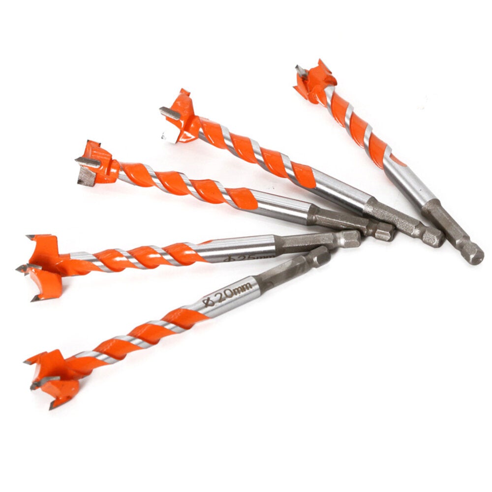 10Pcs Woodworking Hole Opener Tools Set Alloy Threaded Extended Hexagonal Shank Wood Punch Bit Work