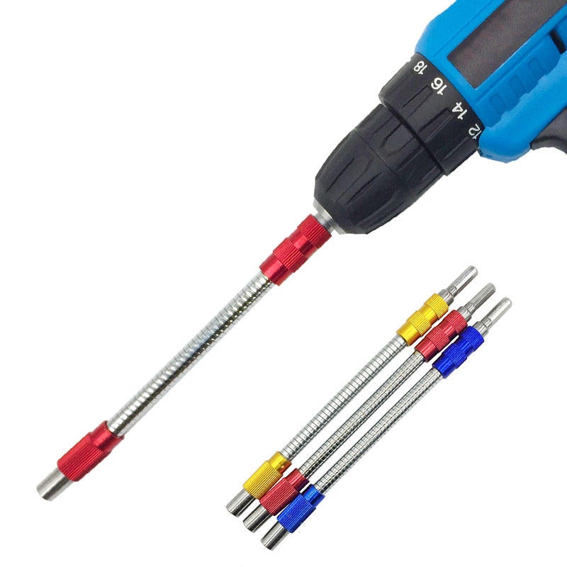 200mm Metal Flexible Extension Drill Shaft 1/4 Inch Hex Screwdriver Bit Holder