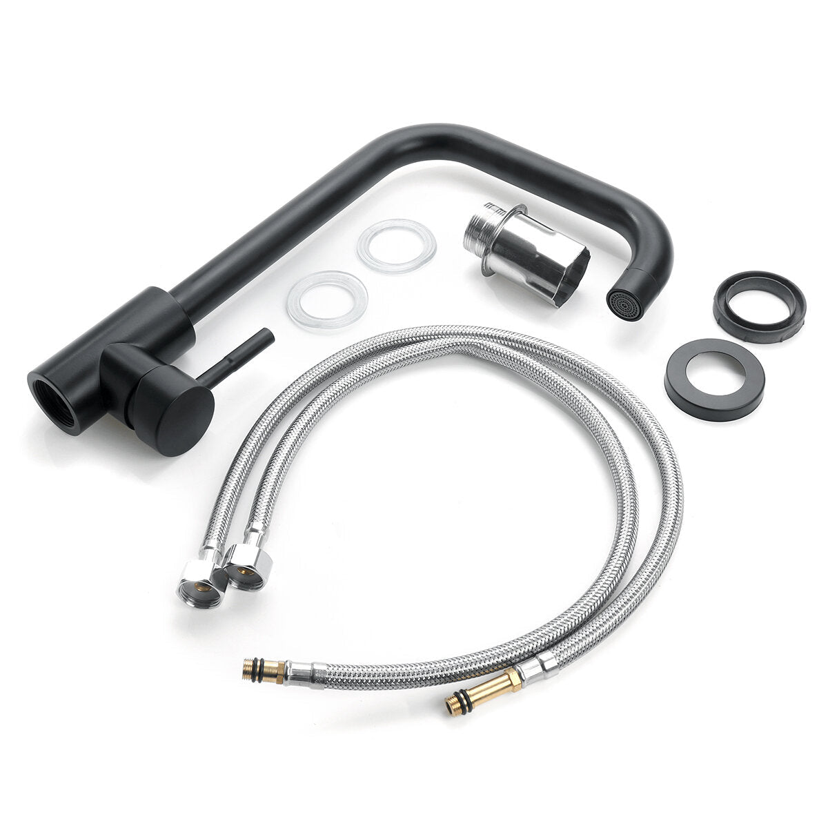 Modern Kitchen Sink Mixed 360 Rotation Hot and Cold Water Faucet with 2 Hoses
