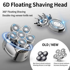 6D Independent Floating Heads Electric Shaver Smart Travel Lock LED Display Electric Shaver IPX6 Waterproof USB Charging Electric Shaver