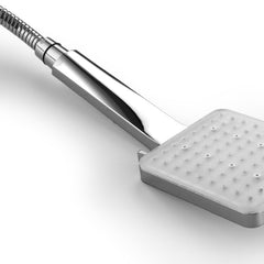 Square Shower Head With 1.5 m Stainless Steel Hose Hand 6 Jet Types Large Water-Saving High Pressure Chrome Universal For Bathing And Spa