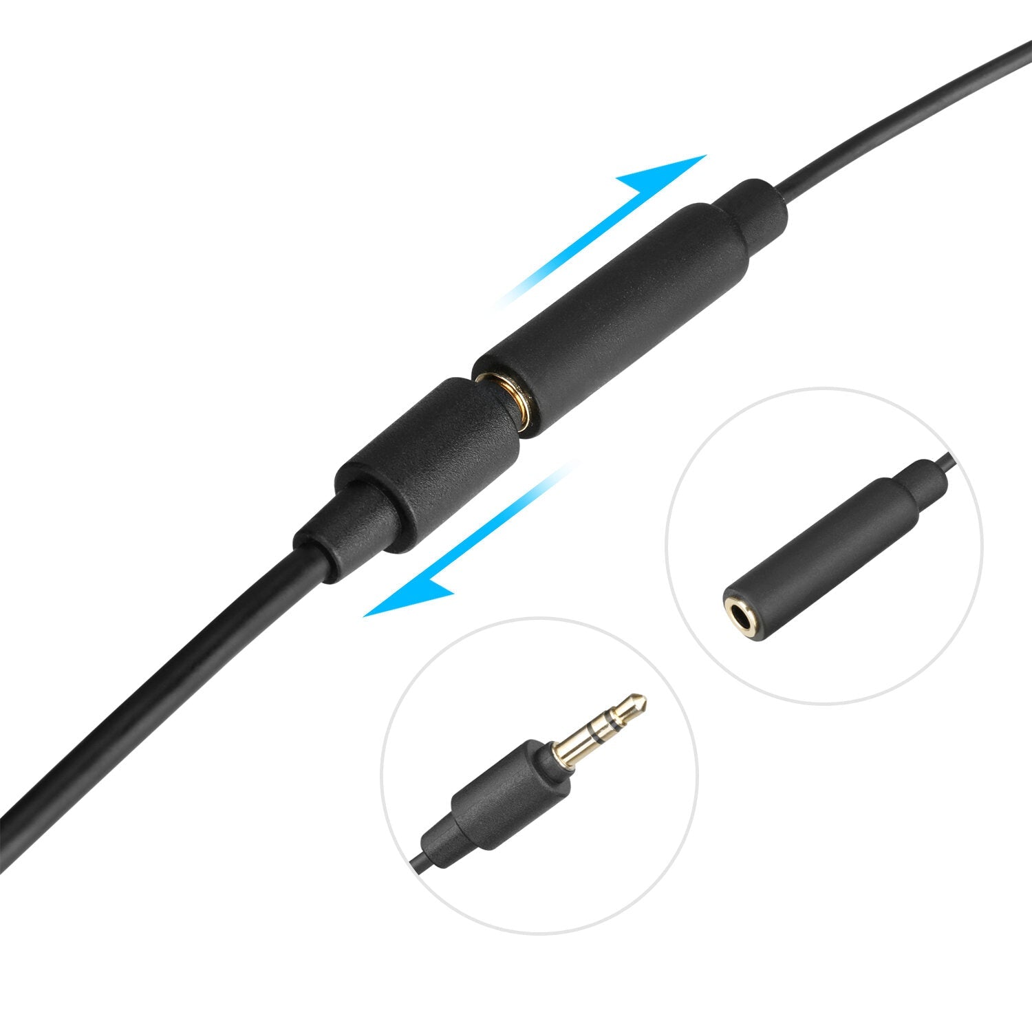 Cardioid Lavalier Lapel Clip-on Microphone Detachable Single Head for iOS Smartphones with 3.5mm TRS to Lightnings Cable