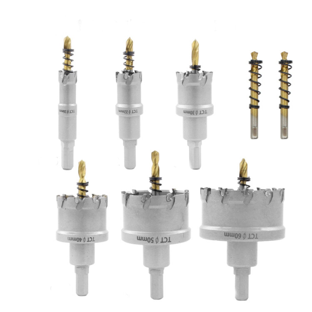 8pcs 16-60mm TCT Alloy Hole Saw Cutter Titanium Coated Drill Bit for Stainless Steel Aluminum Alloy