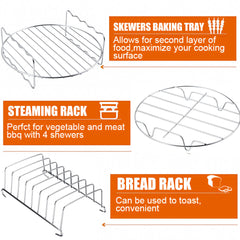8" Air Fryer For 3.7QT-6.8QT 124PCS Set Accessories Frying Cage Baking Rack Tray