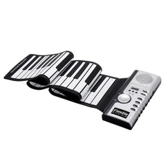 61 Keys Foldable Portable Roll Up Electronic Piano 128 Tones Headphone Output with USB Power Cord