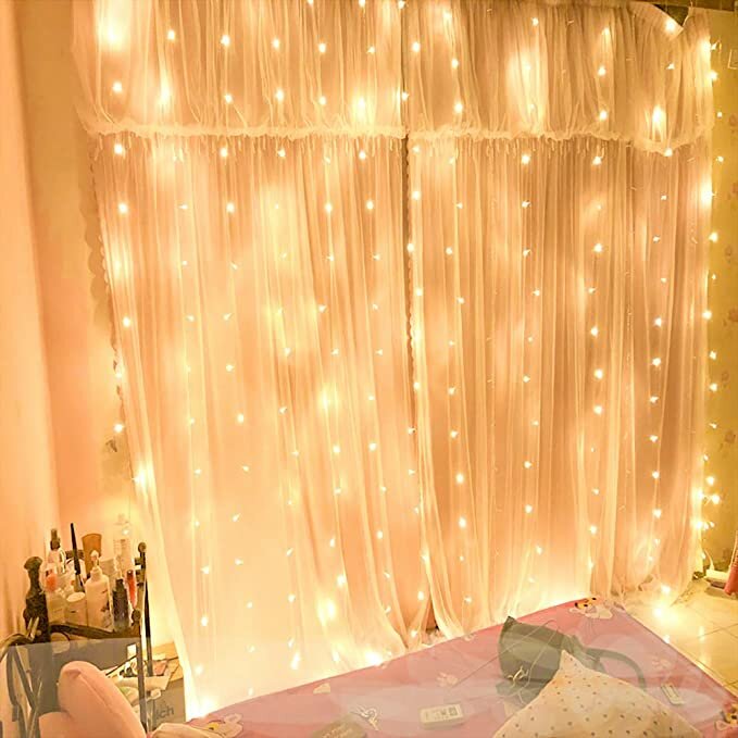 Curtain Lights with Sound Activated USB Powered LED Fairy Christmas Lights with Remote Sync-to-Music Setting