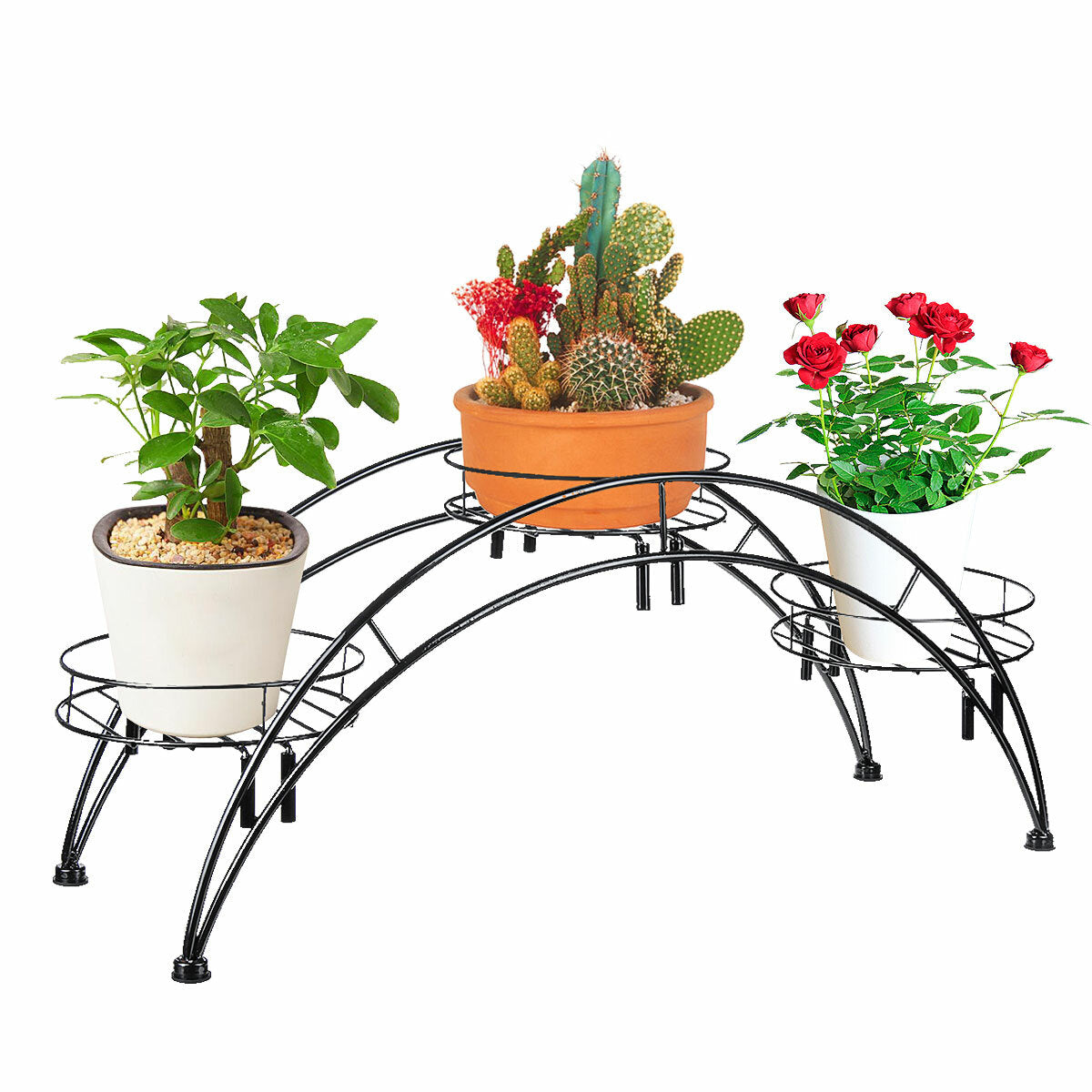Curved Flower Rack Metal Flower Stand Plant Stand Balcony Garden Flower Plant Stand Bonsai Display Shelf