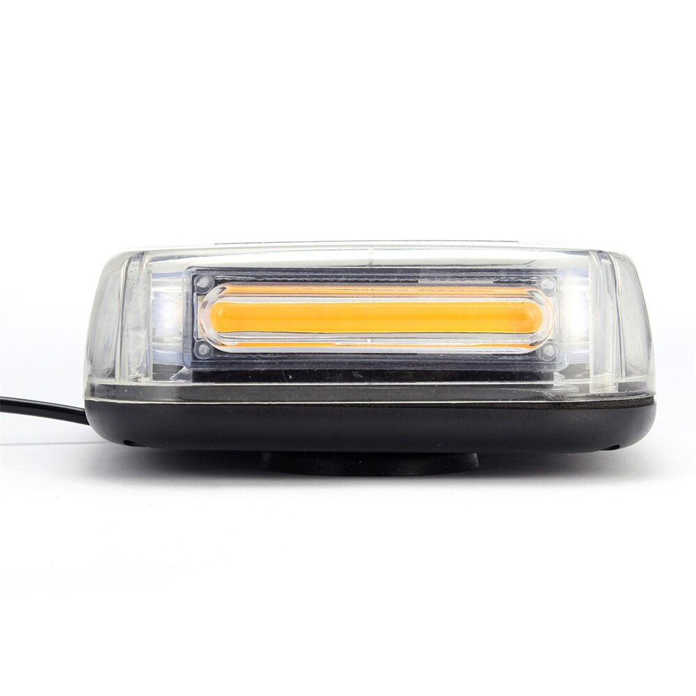 Amber 6 COB LED 18W Enforcement Emergency Hazard Beacon Warning Police LED Mini Bar Strobe Light with Magnetic Base 13 FT Cable