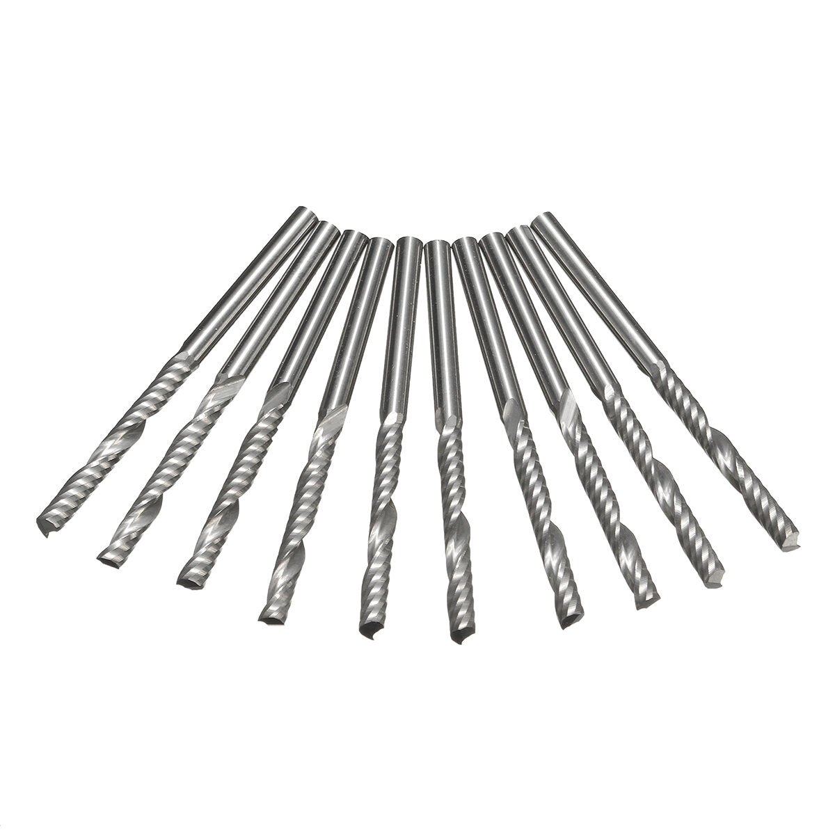 10pcs 1/8 Inch Shank End Mill Cutter 1 Flute Carbide Spiral Milling Cutter