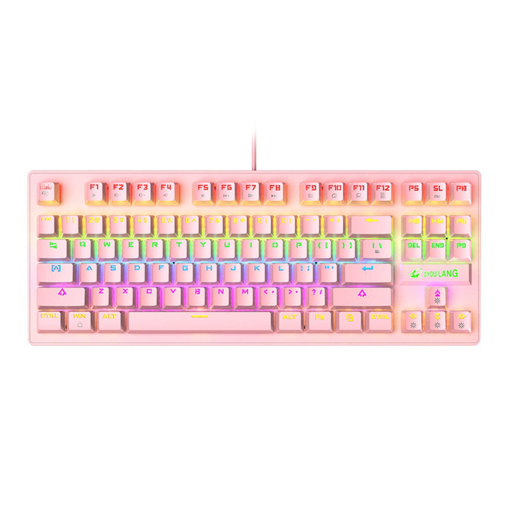 87 Keys Mechanical Keyboard Wired Rainbow Backlight Blue Switch Gaming Keyboard for Laptop Computer PC Gamer