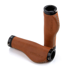 Cow Leather MTB Bike Handlebar Cover Aluminum Alloy Lock Ring Ergonomic Handle Grip For 22.2mm Cycling Handlebar