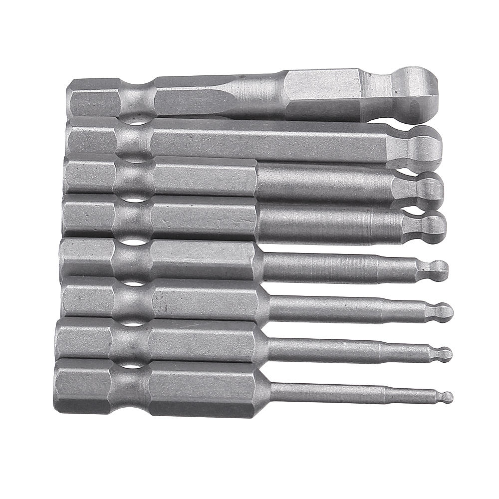 8pcs 50mm S2 Magnetic Ball Screwdriver Bits H1.5/2/2.5/3/4/5/6/8 Screwdriver Hex Shank