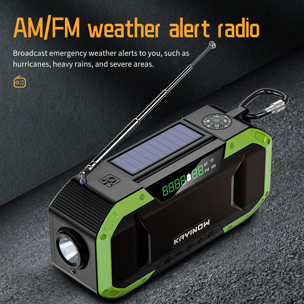 Bluetooth Speaker Portable with Solar Energy 5000mAh Power Bank Flashlight Radio Speaker IPX6