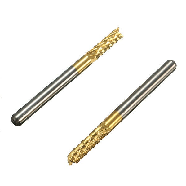 10pcs 3.175mm Titanium Coated Carbide End Mill Engraving Bits For CNC Rotary Burrs