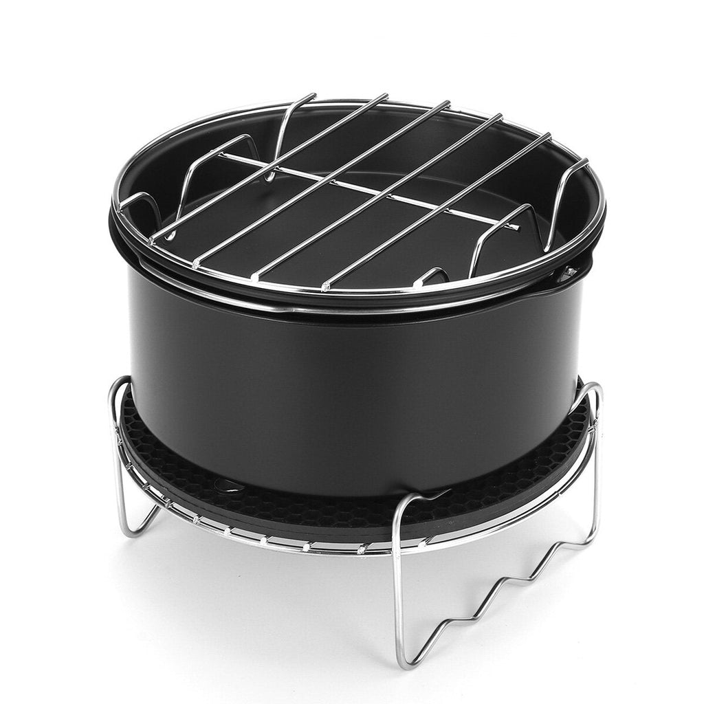 5Pcs Air Fryer Accessories Baking Pan Pizza Tray Mold Oven Pot Cage Rack
