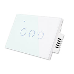 US WiFi+RF Smart Lights Wall Touch Switch APP Voice Remote Control Wireless Lamp Smart Home Switch,3 Gang 1/2 Way
