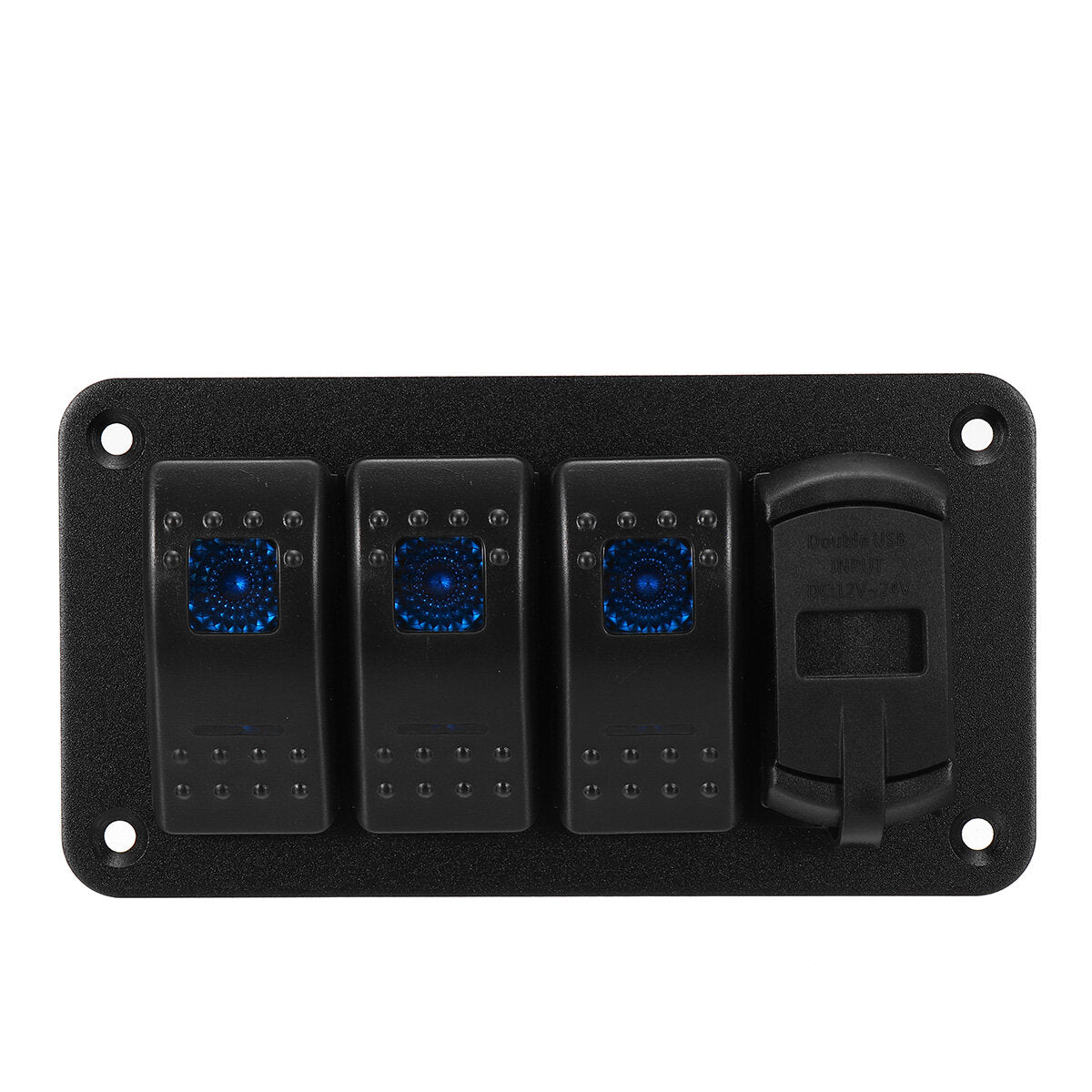4/5/6 Gang Green Rocker Switch Panel Circuit Breaker LED Waterproof Car Marine Blue