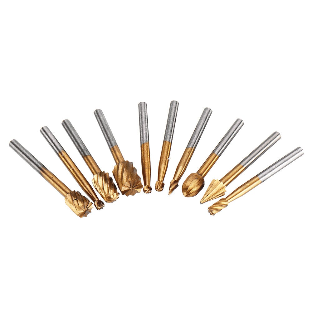 10pcs 1/8 Inch HSS Rotary Rasp File Rotary Rasp Burrs Wood Bits Grinding wood working Tool