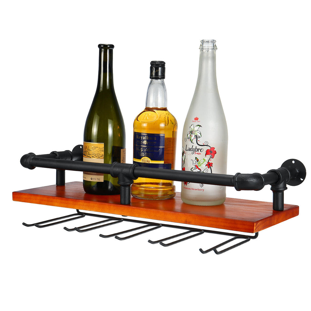 Wall Mounted Wood Rack Goblet Stemware Storage Organizer Rack for Home Kitchen Storage Tool