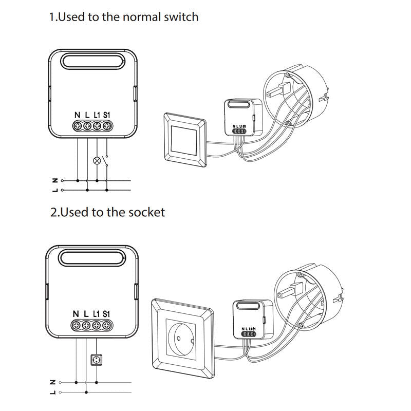 Smart WiFi Switch Relay 1 Gang 2 Way Wireless Remote Ctonrol Light Switch Module Compatible Alexa Google Home