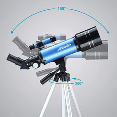 15-66X Astronomical Telescope Portable Kids Telescope Refractor Space Moon Watching for Beginners Gift with Adjustable Tripod Phone Adapter