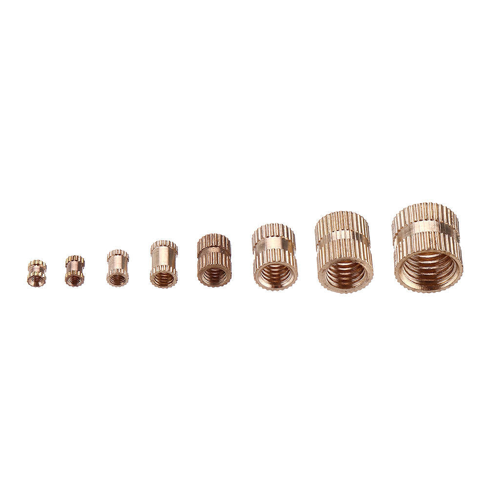 70Pcs M2/M2.5/M3/M4/M5/M6/M8/M10 Knurled Brass Round Female Thread Knurled Nuts Round Insert Embedment Nut Assortment Set