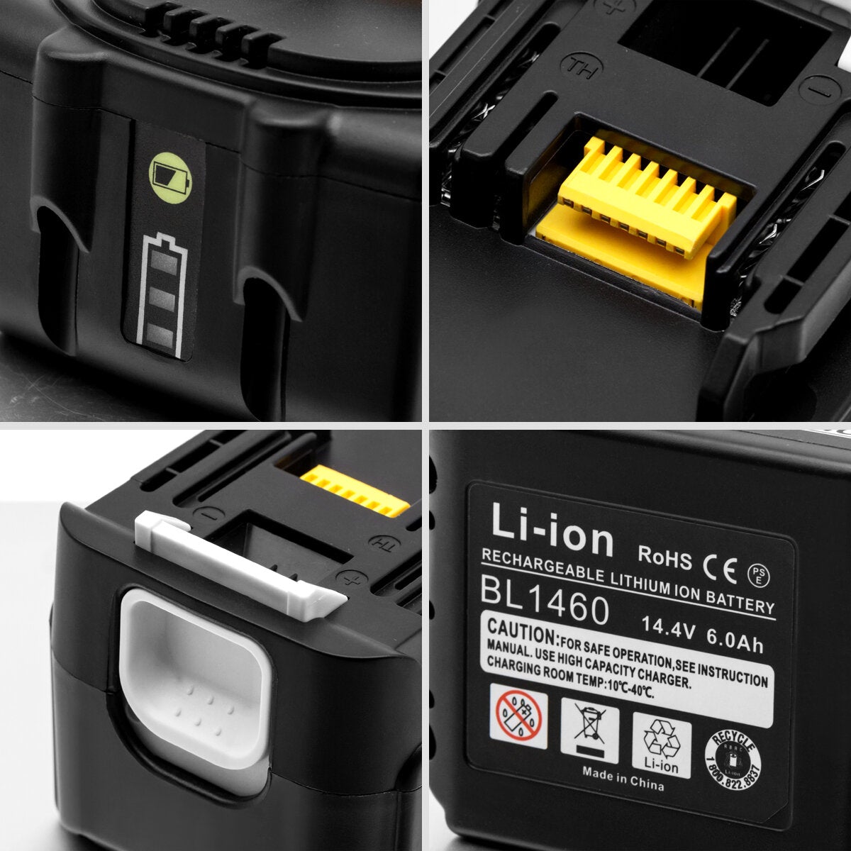 LED Light MAK-14.4B-Li 5.0Ah/6.0Ah Power Tool Replacement Battery 14.4V Tool For Makita BL1430 BL1440 BL1450 BL1460