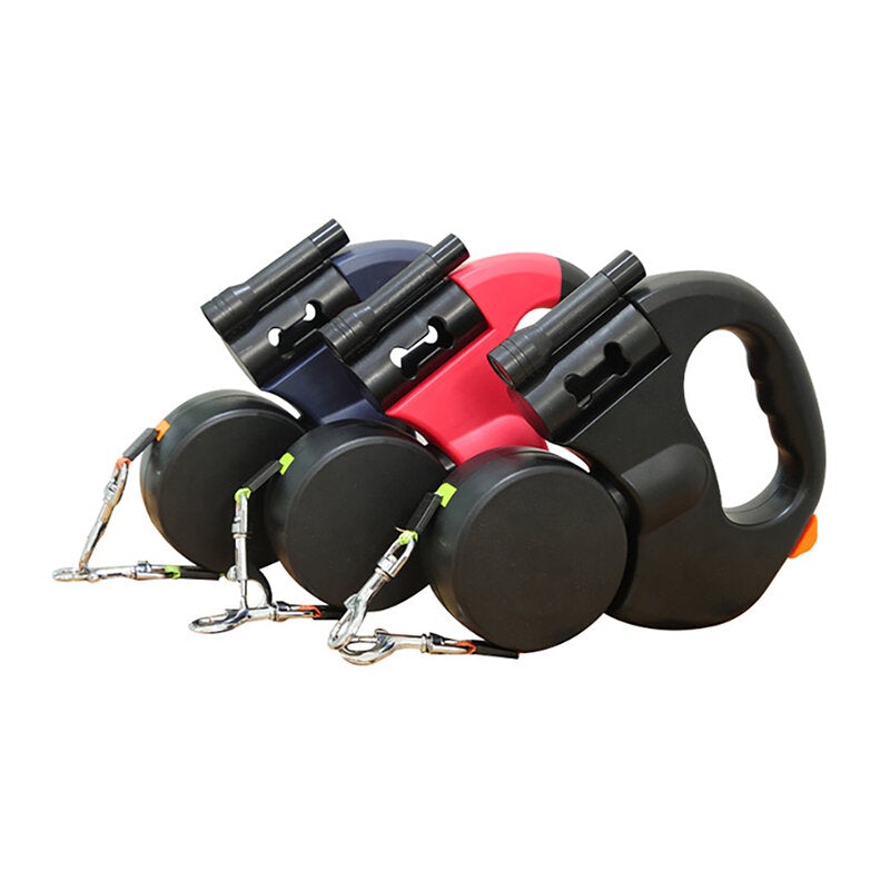 Automatic Retractable Leash Can Hold Two Pets at The Same Time with Flashlight Lighting Guidance System Reflective Rope